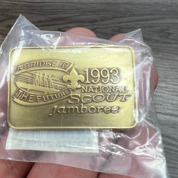 Vintage 1993 Boy Scout Jamboree Neckerchief Brass Slide - Picture 4 of 4